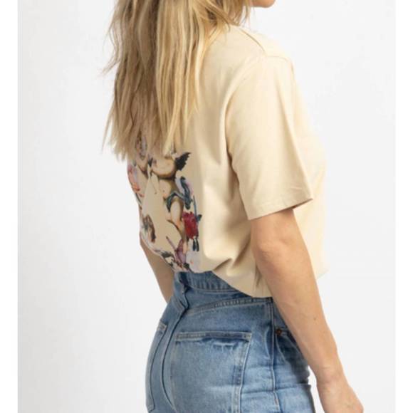 NEW BAILEY ROSE heavenly graphic tshirt in tan - Picture 2 of 3